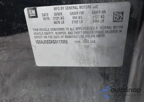 2016 Cadillac Ats Performance Collection z USA, uszkodzony, nr VIN 1G6AJ5SSXG0117059